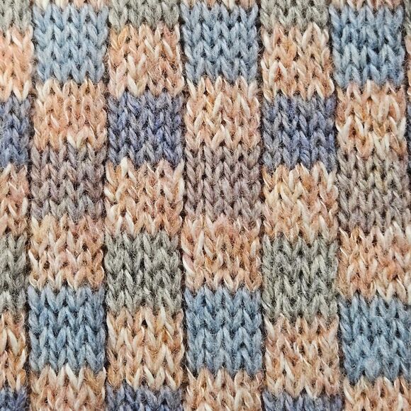 Moffat Woollens Vintage Tight Knit Pastel Checkerboard Wool Pull Over Sweater - Picture 4 of 12